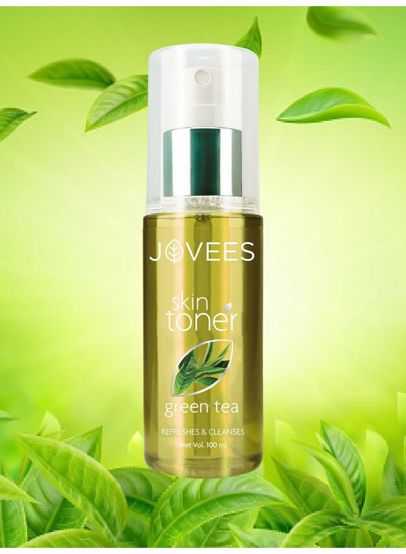 Jovees Herbal Green Tea Skin Toner with Cleanses & Moisturises | Pore Tightening | For Oily, Acne Prone Skin 100ML - Image 2